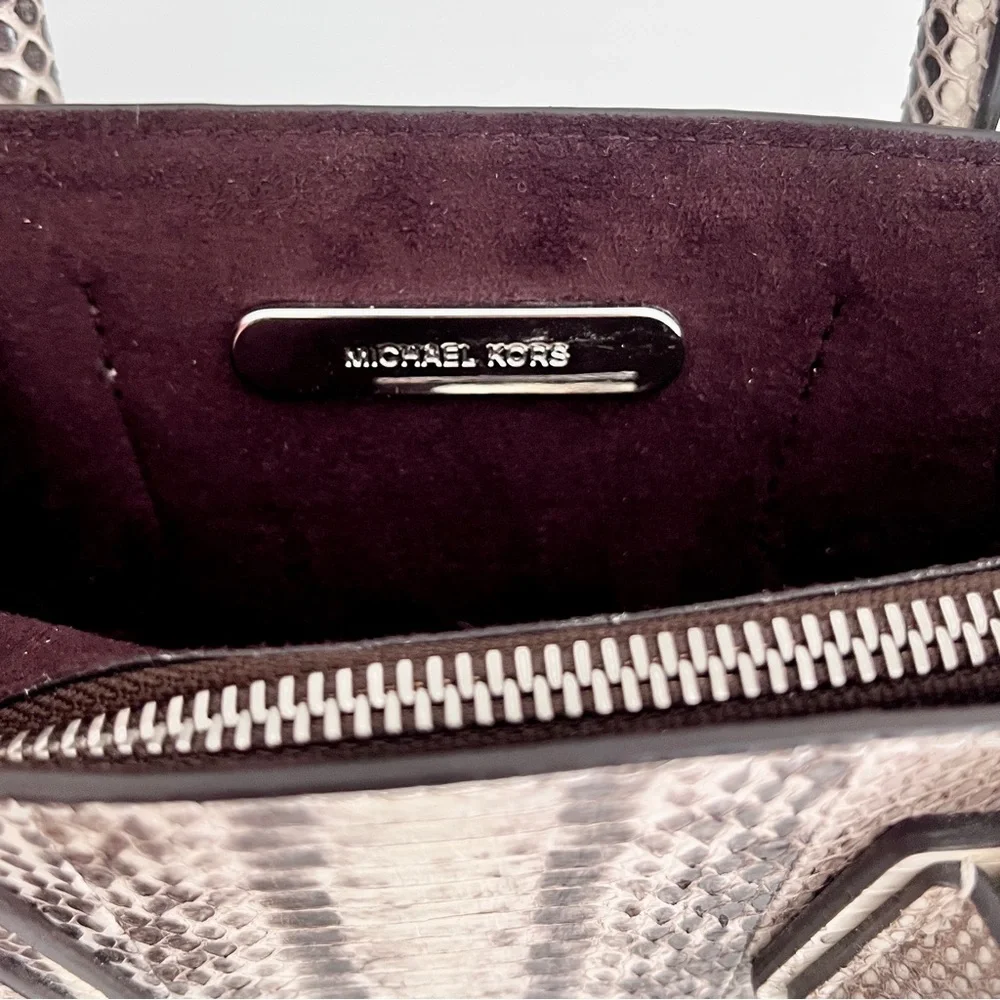 Michael Kors Beige Genuine Snakeskin ‘Mercer’ Crossbody Satchel Bag